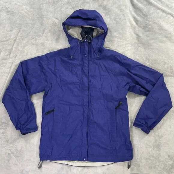 LL Bean Hooded Zip Up Rain Jacket Womens Size Small Goretex Windbreaker Stowaway - Picture 1 of 15